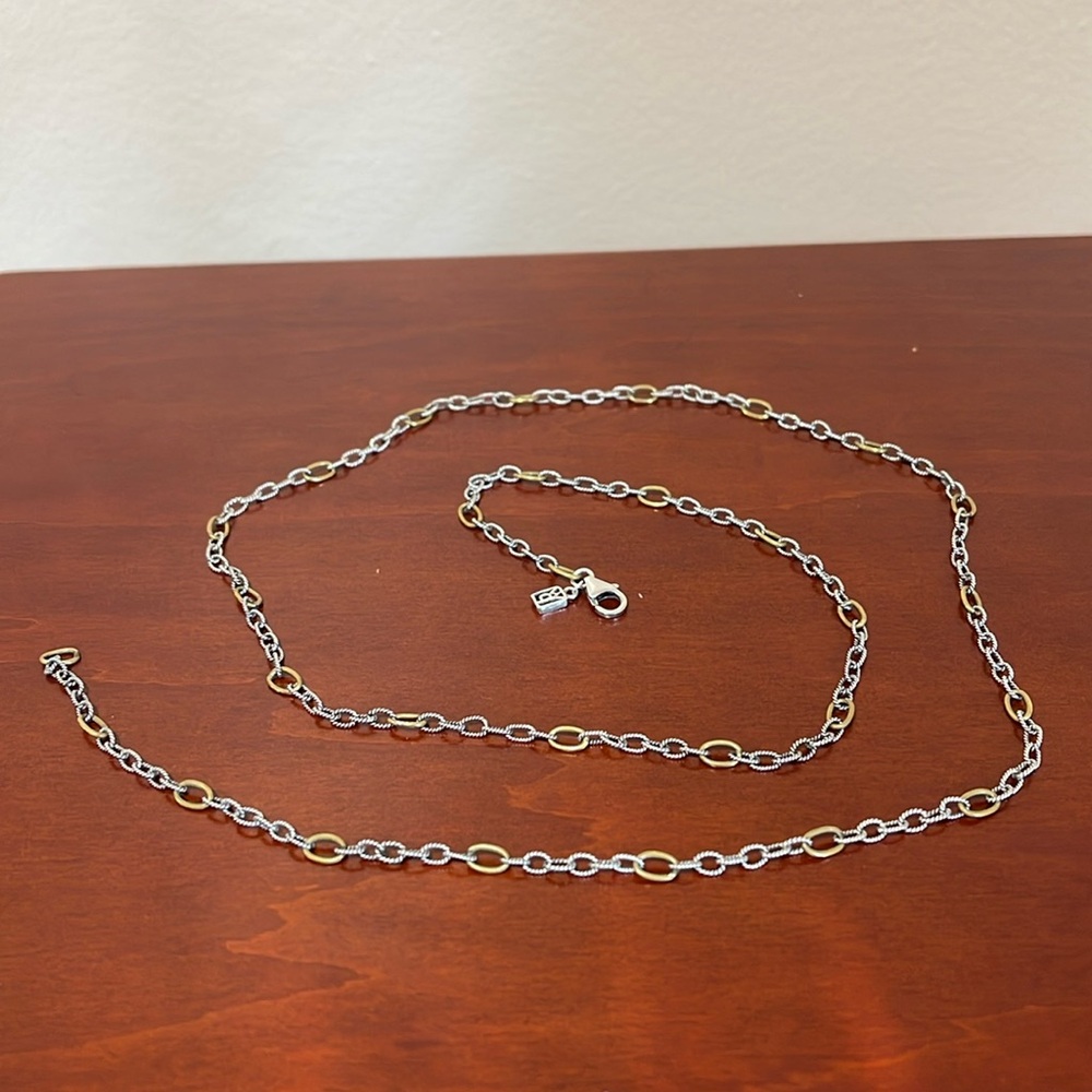Waxing Poetic Sterling Silver Twisted Links w/ Brass Links 30” Chain - Picture 3 of 7